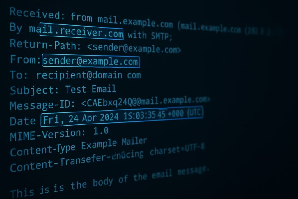 Email credential showing on the screen