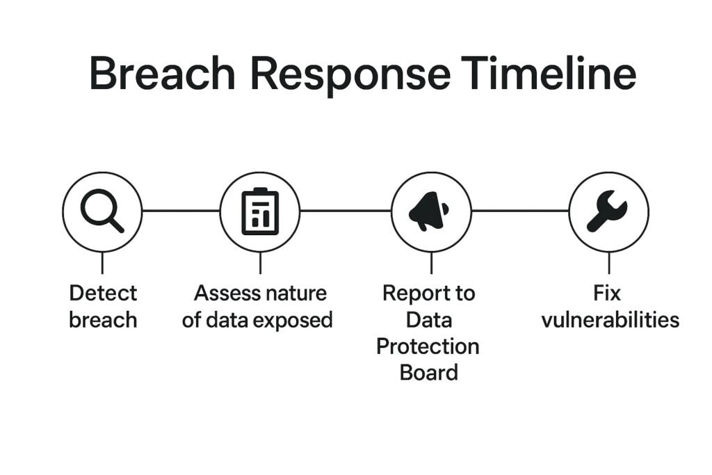 Suggest steps to take if in case going through a breach