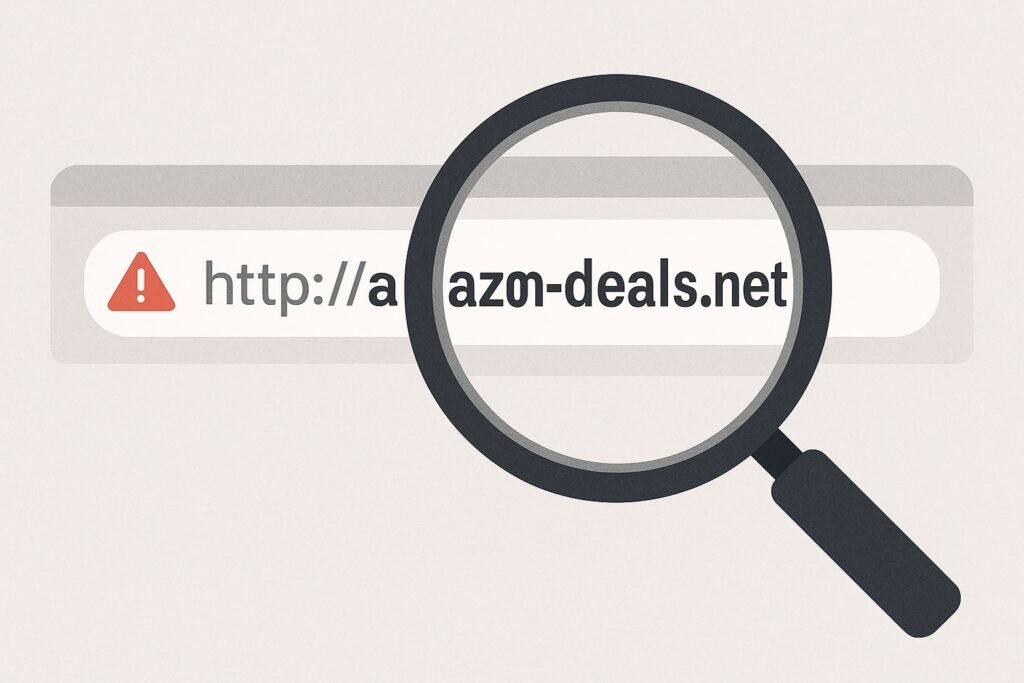 shows url magnified by magnifying glass