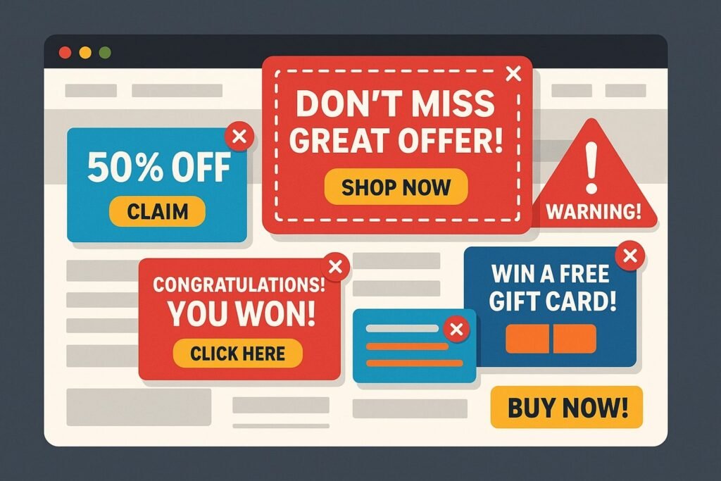 Fake offers ads popping up on screen