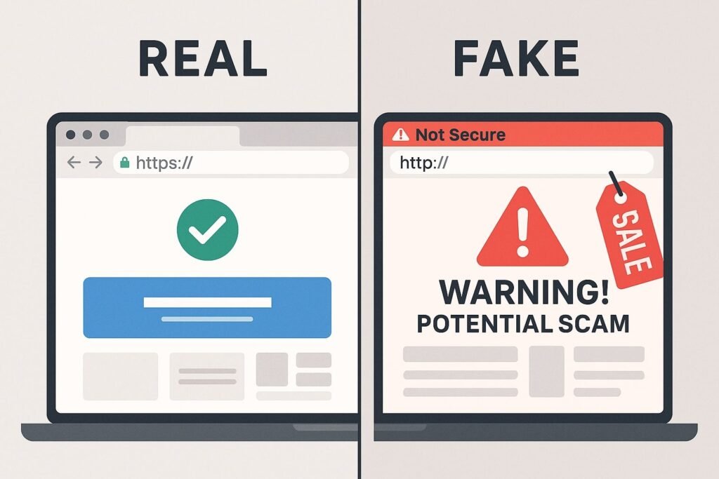 Shows real vs fake websites url