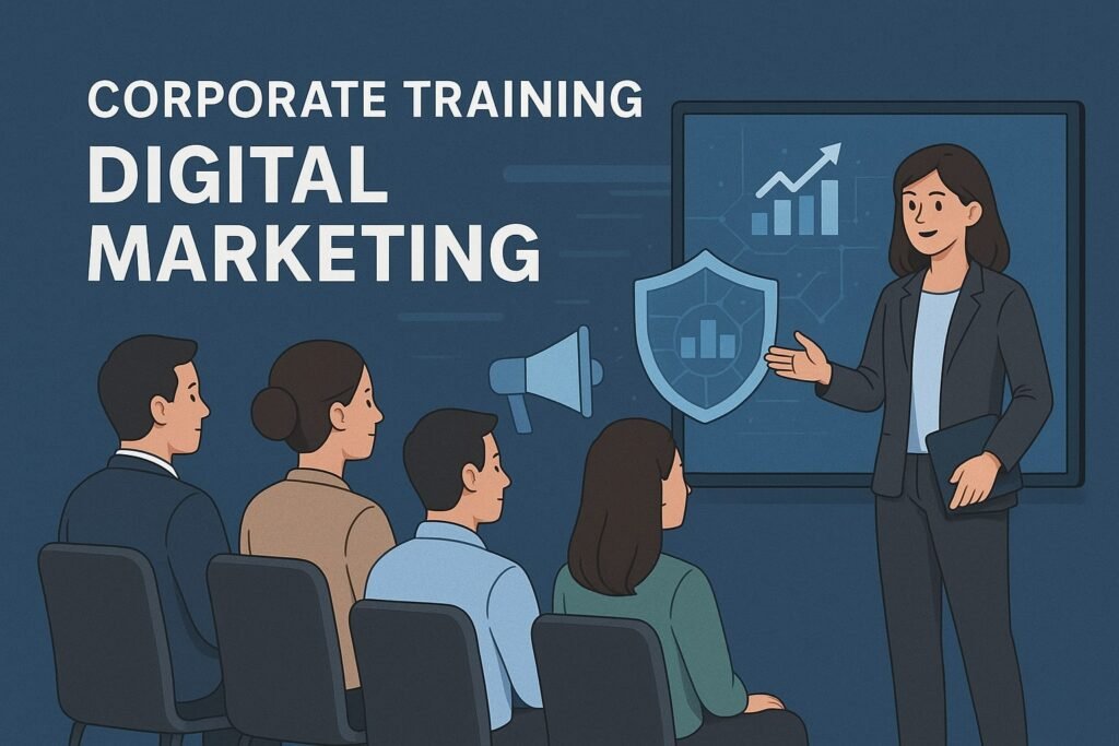 A group of people taking training representing corporate training on digital marketing