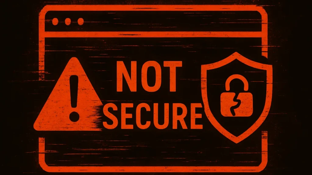 Showcases a symbol suggesting the website in not secure