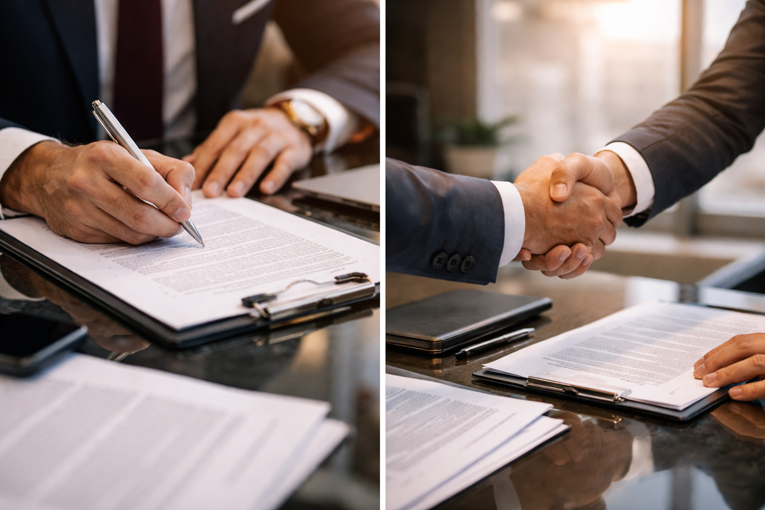 Businessmen finalizing a contract