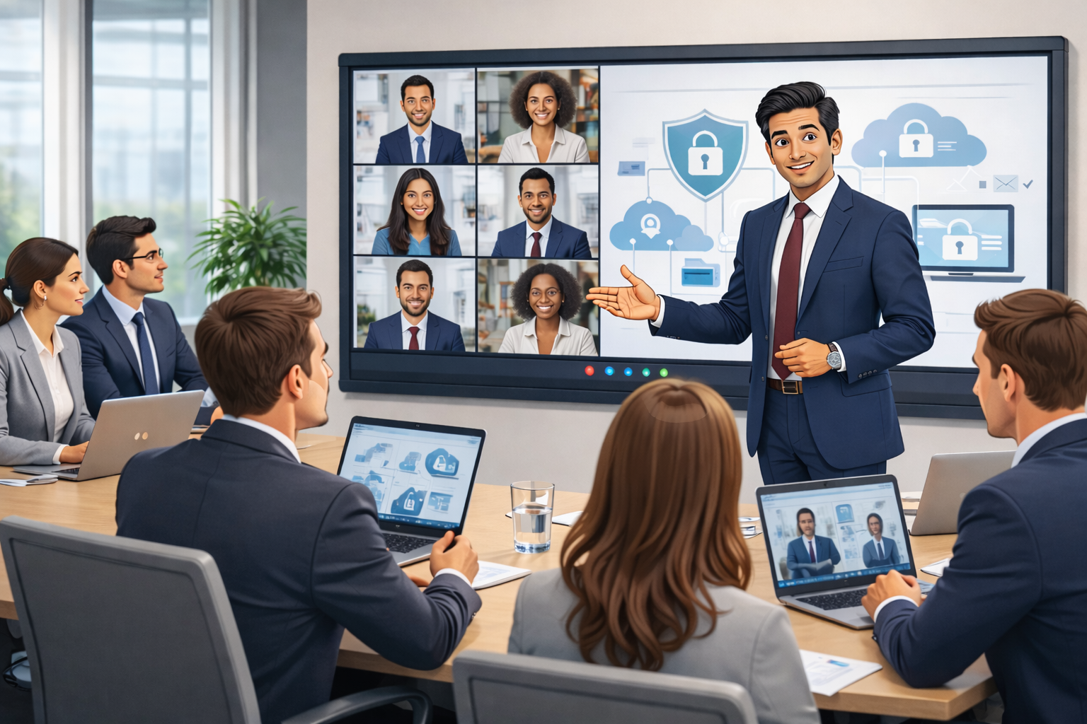 Hybrid corporate training session in progress